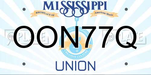 OON77Q Mississippi License Plate