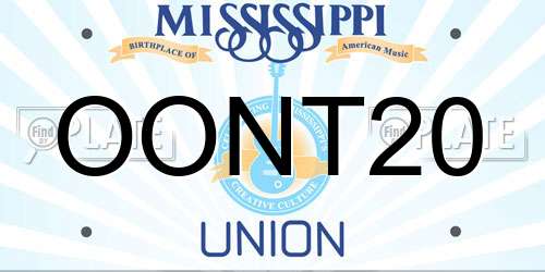 OONT20 Mississippi License Plate