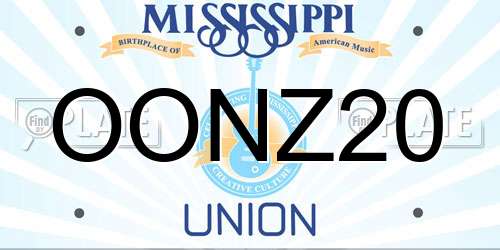 OONZ20 Mississippi License Plate