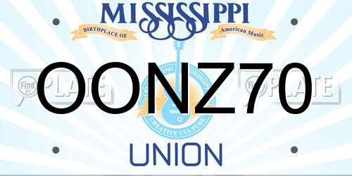 OONZ70 Mississippi License Plate