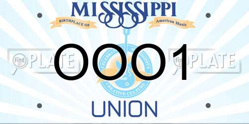 OOO1 Mississippi License Plate
