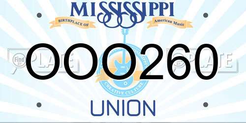 OOO260 Mississippi License Plate