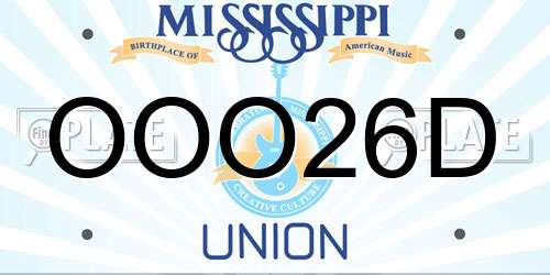 OOO26D Mississippi License Plate
