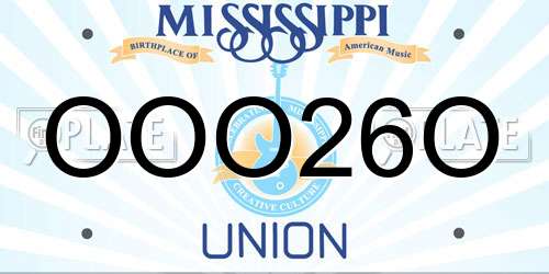 OOO26O Mississippi License Plate