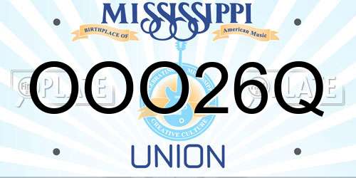OOO26Q Mississippi License Plate
