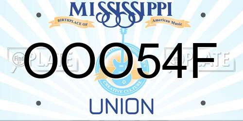 OOO54F Mississippi License Plate