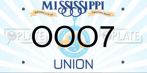 OOO7 Mississippi License Plate