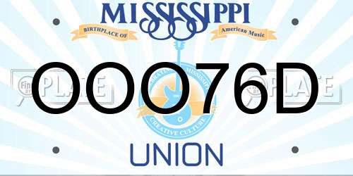 OOO76D Mississippi License Plate