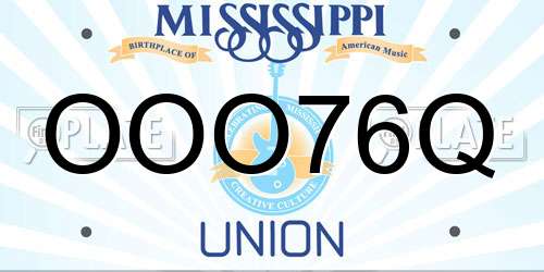 OOO76Q Mississippi License Plate