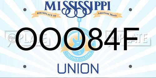 OOO84F Mississippi License Plate