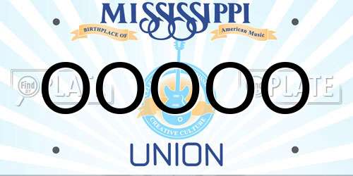 OOOOO Mississippi License Plate