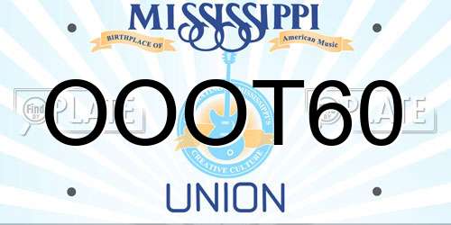 OOOT60 Mississippi License Plate