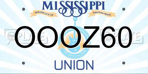 OOOZ60 Mississippi License Plate