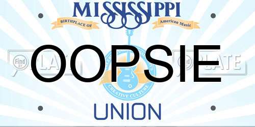 OOPSIE Mississippi License Plate