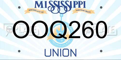 OOQ260 Mississippi License Plate