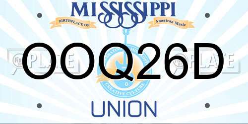 OOQ26D Mississippi License Plate