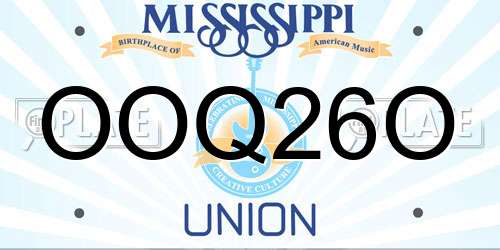 OOQ26O Mississippi License Plate