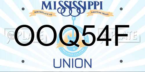 OOQ54F Mississippi License Plate