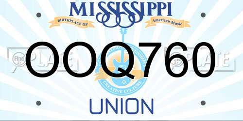 OOQ760 Mississippi License Plate