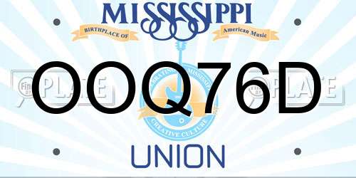 OOQ76D Mississippi License Plate