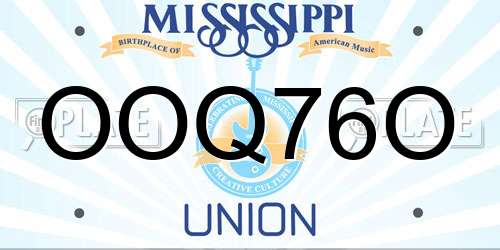 OOQ76O Mississippi License Plate
