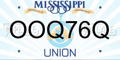 OOQ76Q Mississippi License Plate