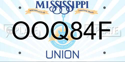 OOQ84F Mississippi License Plate