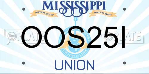 OOS25I Mississippi License Plate