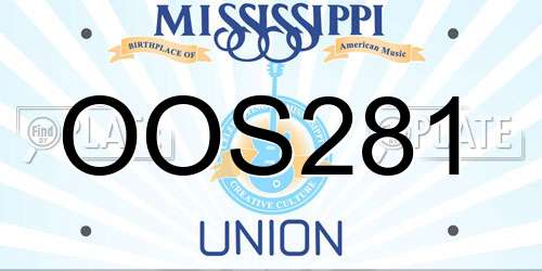 OOS281 Mississippi License Plate