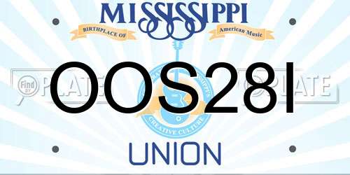 OOS28I Mississippi License Plate