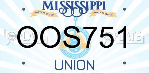 OOS751 Mississippi License Plate