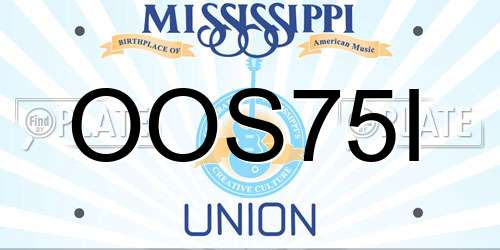 OOS75I Mississippi License Plate