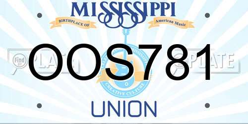 OOS781 Mississippi License Plate
