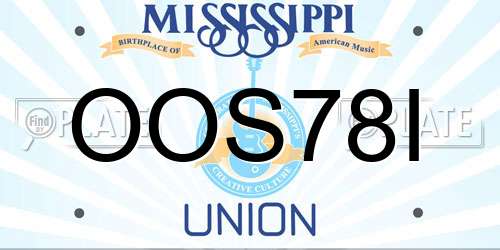OOS78I Mississippi License Plate