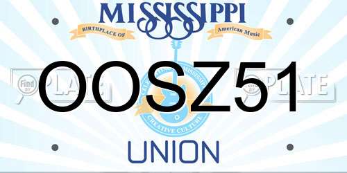 OOSZ51 Mississippi License Plate