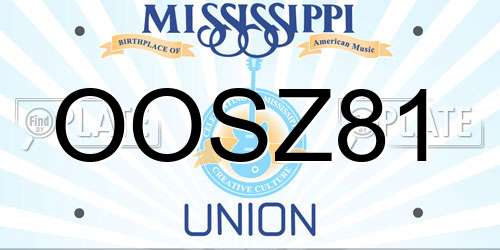 OOSZ81 Mississippi License Plate
