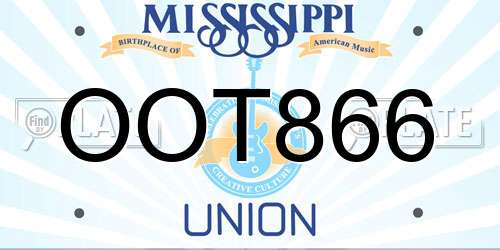 OOT866 Mississippi License Plate