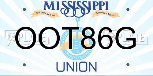 OOT86G Mississippi License Plate