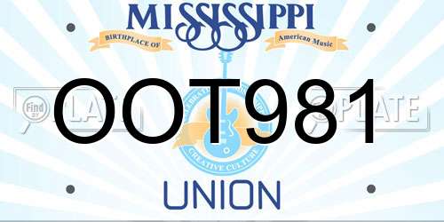 OOT981 Mississippi License Plate