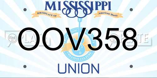 OOV358 Mississippi License Plate