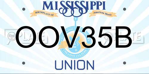 OOV35B Mississippi License Plate