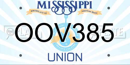 OOV385 Mississippi License Plate