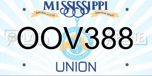 OOV388 Mississippi License Plate