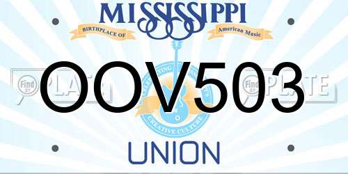 OOV503 Mississippi License Plate
