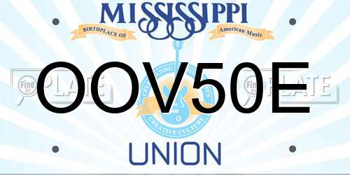 OOV50E Mississippi License Plate
