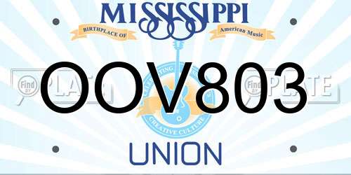 OOV803 Mississippi License Plate