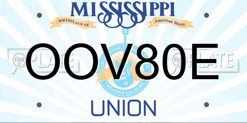 OOV80E Mississippi License Plate