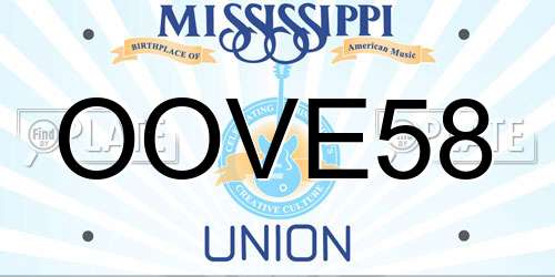 OOVE58 Mississippi License Plate