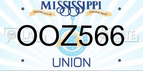 OOZ566 Mississippi License Plate