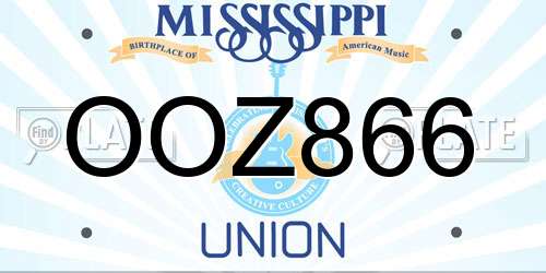 OOZ866 Mississippi License Plate